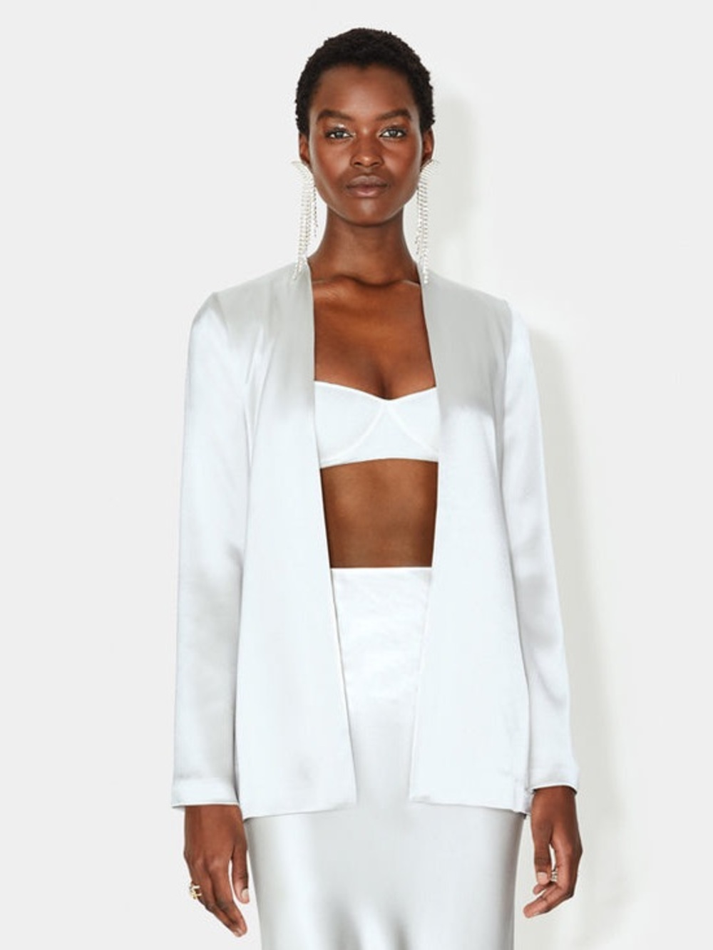 Galvan London Satin Slip Jacket Platinum Silver Size 2
